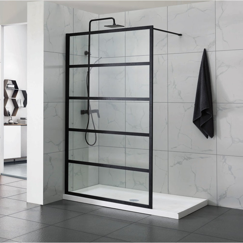 Azure 42" W x 76" H Hinged Fixed Glass Panel Wayfair